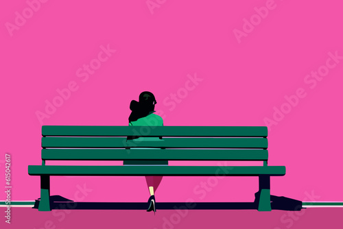 woman on a park bench photo