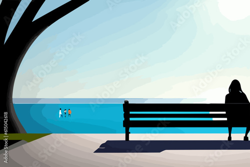 woman on a park bench