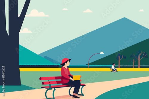 woman on a park bench
