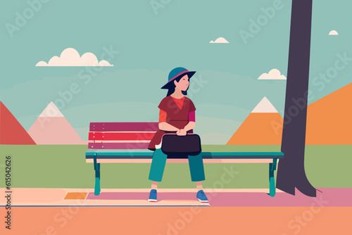 woman on a park bench