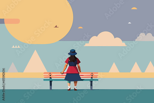 woman on a park bench