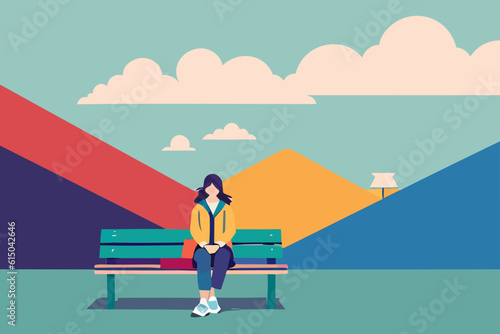 woman on a park bench