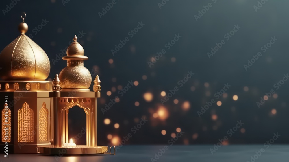 3d golden Islamic background,