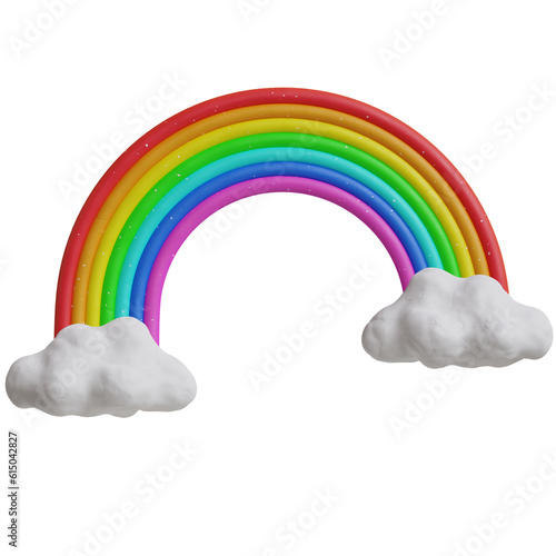 rainbow and cloud 3d illustration