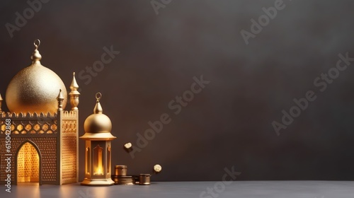 3d golden Islamic background,