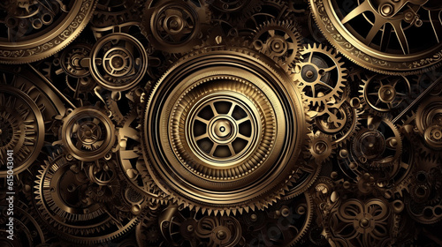 clock background, generative, ai, machine, mechanical, blue,gold