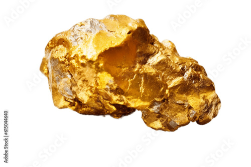 Isolated Gold Nugget on Transparent Background, AI