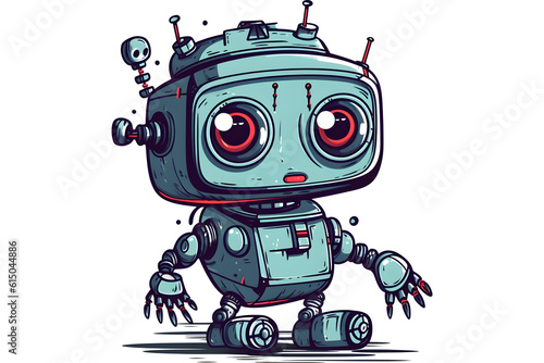 cute robot clipart style. generated ai. © Zz