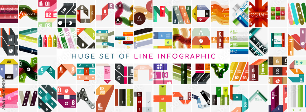 Mega collection of line infographic. Abstract backgrounds bundle for wallpaper, banner, background, landing page, wall art, invitation, prints, posters