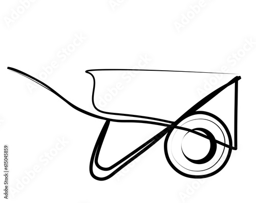 continuous drawing of a wheelbarrow with one line
