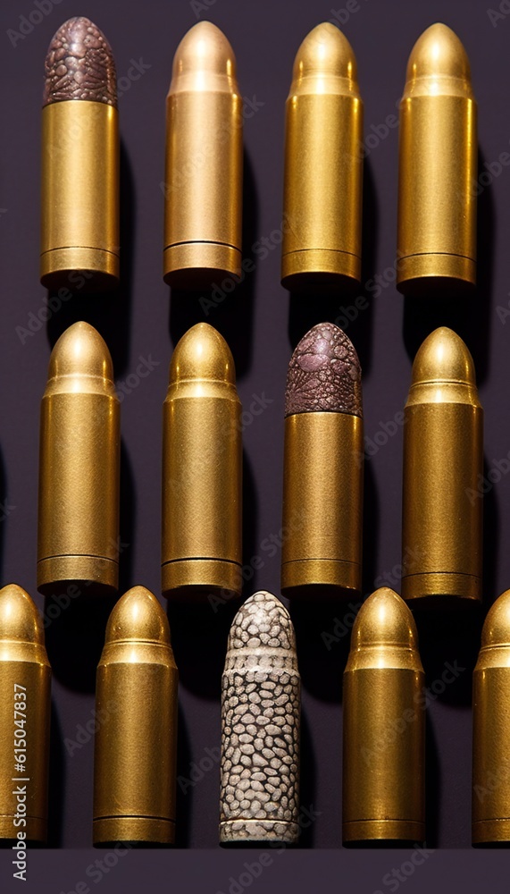 Fototapeta premium Ammunition shells for big gun barrels. Generative ai art