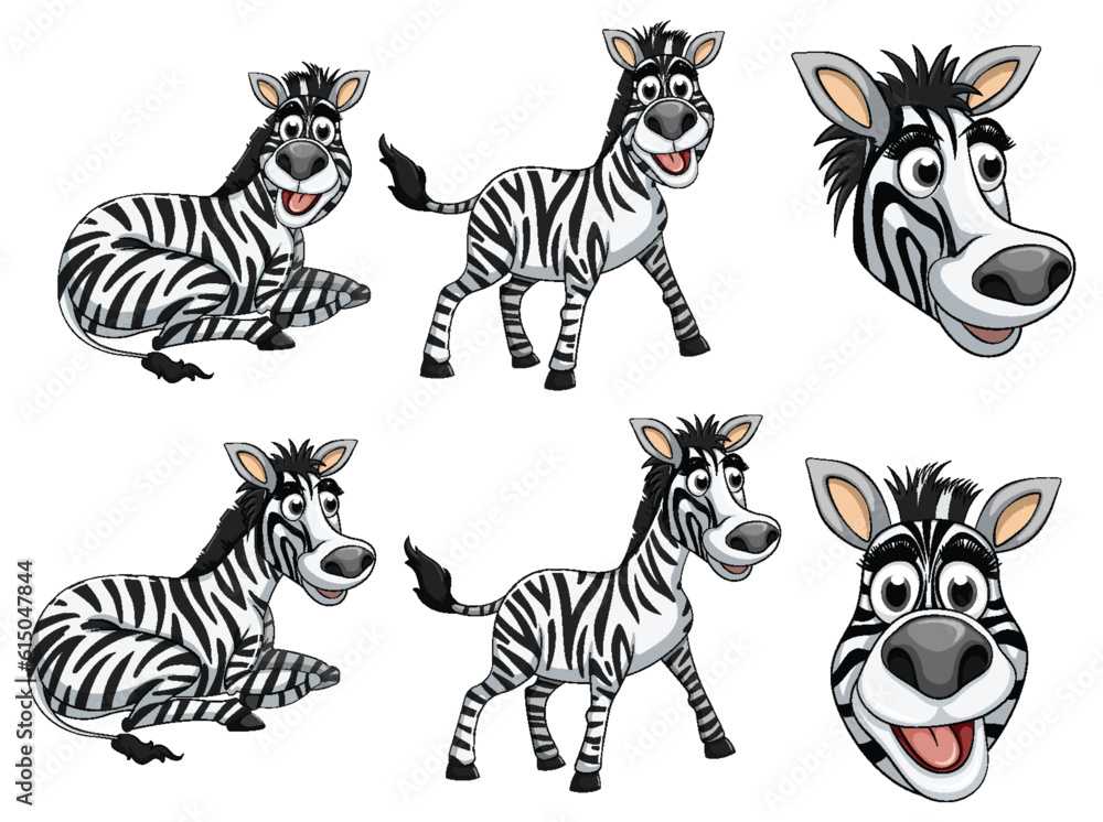 Obraz premium Set of zebra cartoon