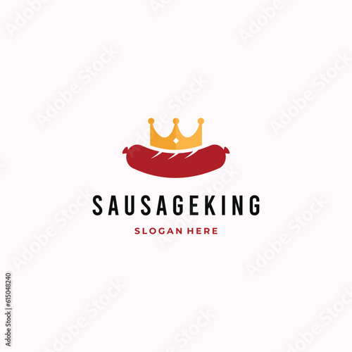 king sausage with crown logo design on isolated background