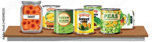 Can food products on the table