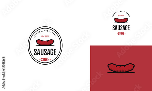 Sausage Food illustration logo design vintage badge emblem sign