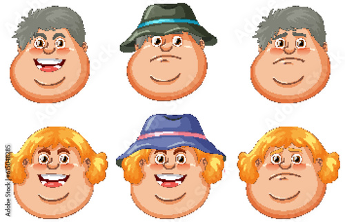 Set of overweight people cartoon character