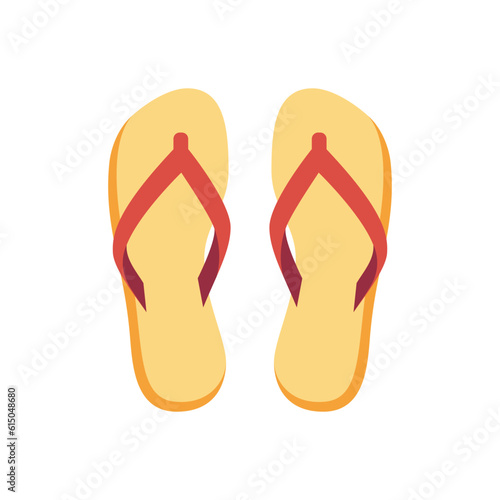 Summer flip flops shoes sandals accessory feet wearing travel vacation 80s retro icon vector flat