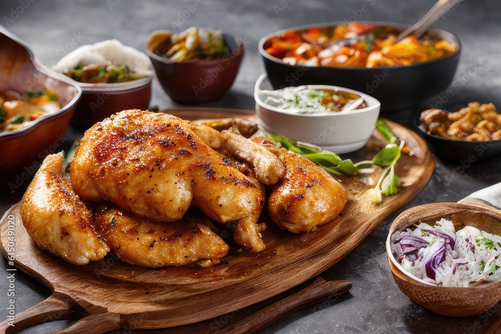 chicken wings with rice and vegetables, generative ai chicken wings with rice and vegetables, generative ai