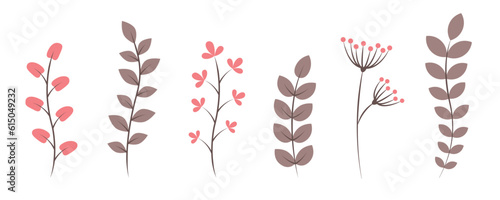 set of leaves tendril floral decoration isolated on white vector illustration EPS10