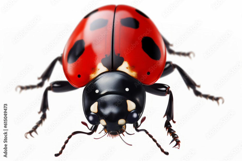 Naklejka premium closeup image of a ladybird on a white background.