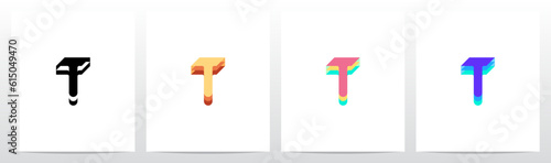  Layer Lining Level Letter Logo Design T