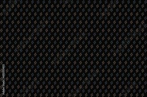 Abstract Jera Rune seamless pattern with simple shapes in brown and blue on black background, symbol of cycles, harvest, and positive change. For masculine male shirt lady dress cover textile print