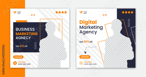 Creative corporate social media post design, modern digital marketing template for business, agency, podcast