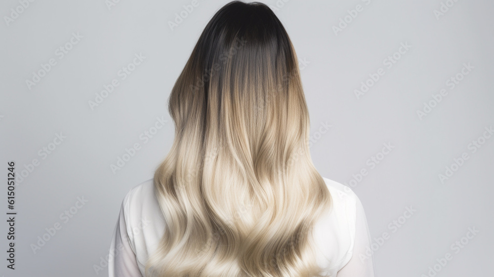 Fototapeta premium Colored hairs in ombre or balayage technic. Created with ai generative tools