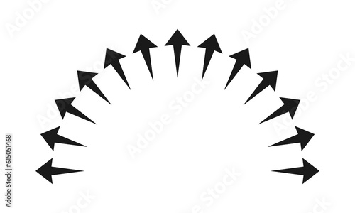 Radial Bursting Arrows Semicircle Silhouette Icon