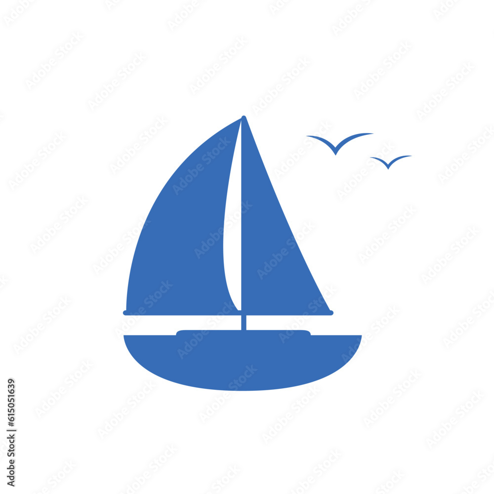simple sail boat icon graphic isolated on white vector illustration EPS10