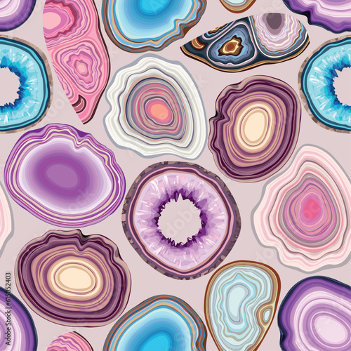 Vector seamless pattern with geode and agate cuts