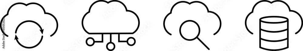 Cloud Computing vectors, Computer cloud and Cloud Hosting related line icons collection. Cloud Computing vectors, Computer cloud and Cloud Hosting related line icons collection.