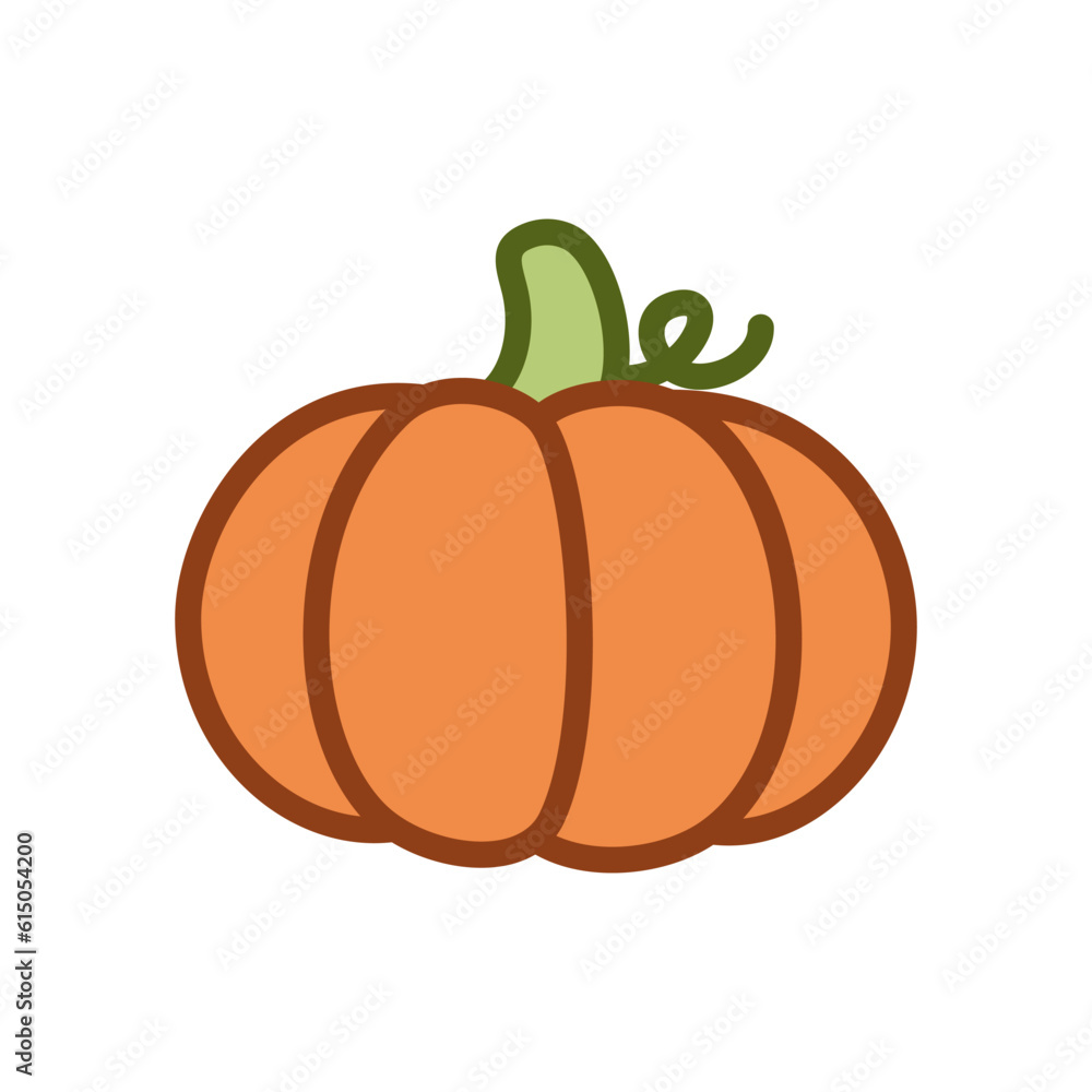 Obraz premium Cute pumpkin icon logo vector illustration. Suitable for icons, logos, illustrations, stickers, books, covers, etc.