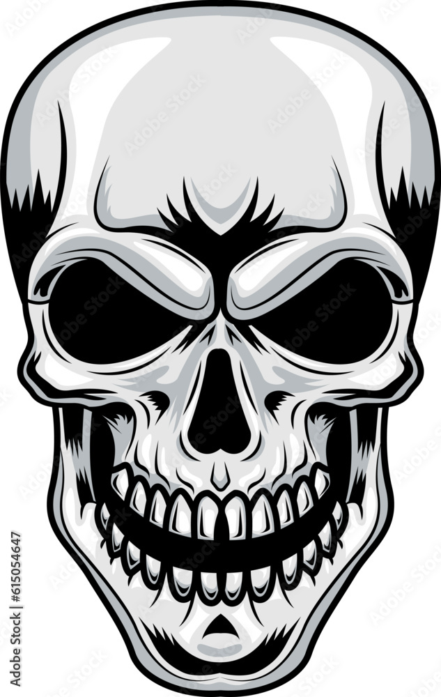 Fototapeta premium Human Skull Graphic Logo Design. Vector Hand Drawn Illustration Isolated On Transparent Background