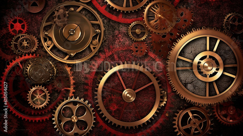 clock background, generative, ai, red © Svitlana