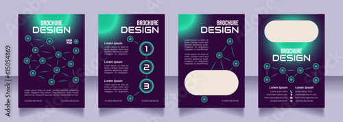 Programming courses blank brochure design. Template set with copy space for text. Premade corporate reports collection. Editable 4 paper pages. Bebas Neue, Audiowide, Roboto Light fonts used