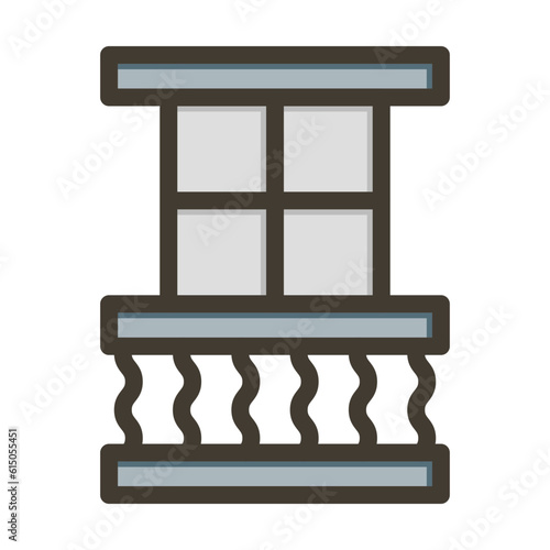 Balcony Vector Thick Line Filled Colors Icon Design