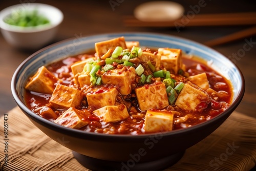 A dish of spicy Sichuan mapo tofu