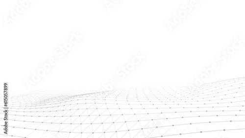 Vector wave with motion dots and lines. Abstract digital background. Concept connection big data. Futuristic technology backdrop.