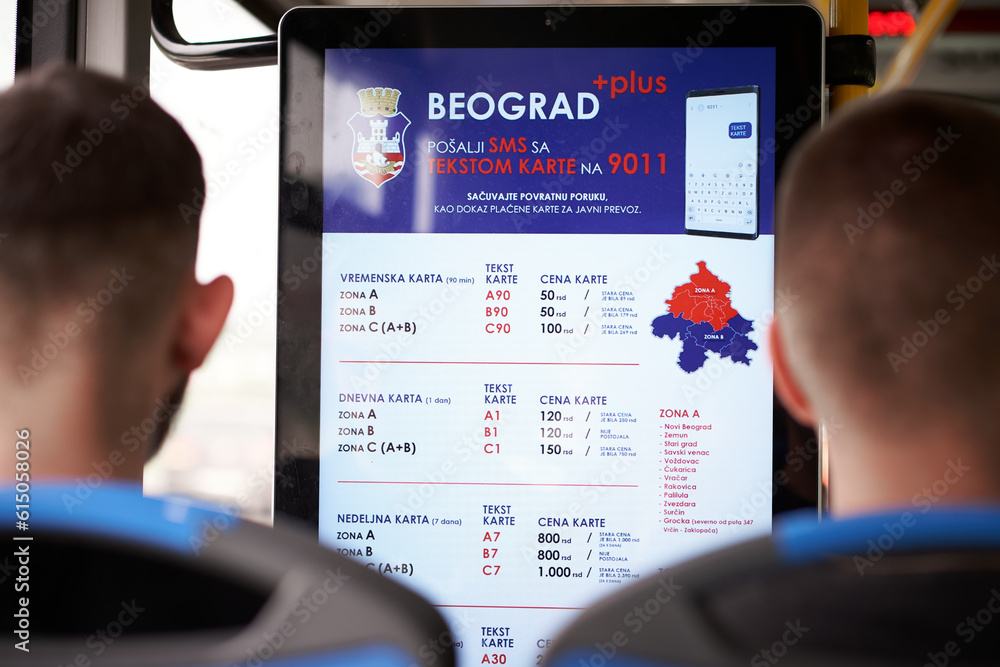 BELGRADE, SERBIA-JUNE 18,2023: Passenger sits before an information ...