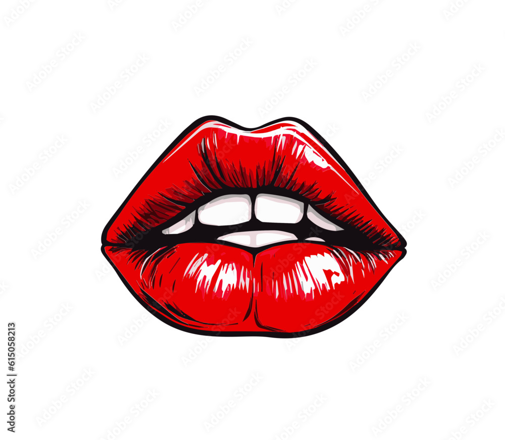 red lips isolated on white background, vector red lips hand sketched illustration red lips isolated on white background, vector red lips hand sketched illustration