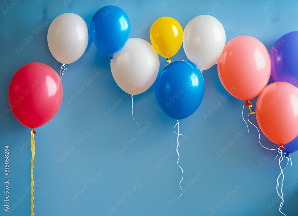 Children's party colorful balloons on white background Children's party colorful balloons on white background