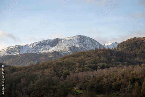 Snow covered fells around the Langdale Valley, English Lake District