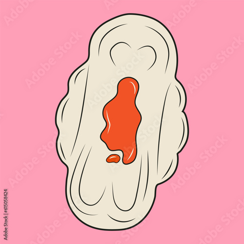 Gasket with blood.  Protection for women in critical days. Vector
