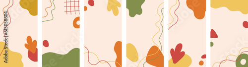 Set of abstract vertical autumn backgrounds. Fall stories banners.