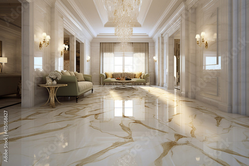 Luxurious marble floor with a honed finish for a matte appearance Generative AI photo
