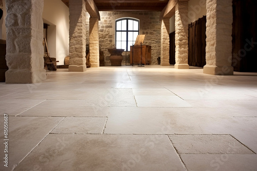 Limestone floor with a smooth and creamy texture Generative AI