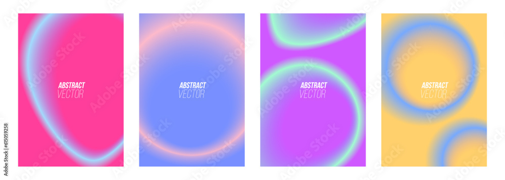 Set of abstract backgrounds with bright color gradient shapes and lines. Vector illustration.