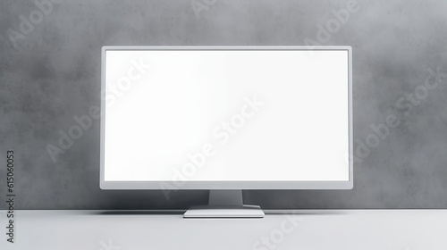 Desktop screen mockup, office background, Generative Ai photo
