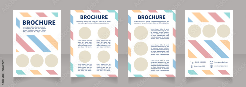Children fun club blank brochure design. Event invitation. Template set with copy space for text. Premade corporate reports collection. Editable 4 paper pages. Source Sans, Arial fonts used